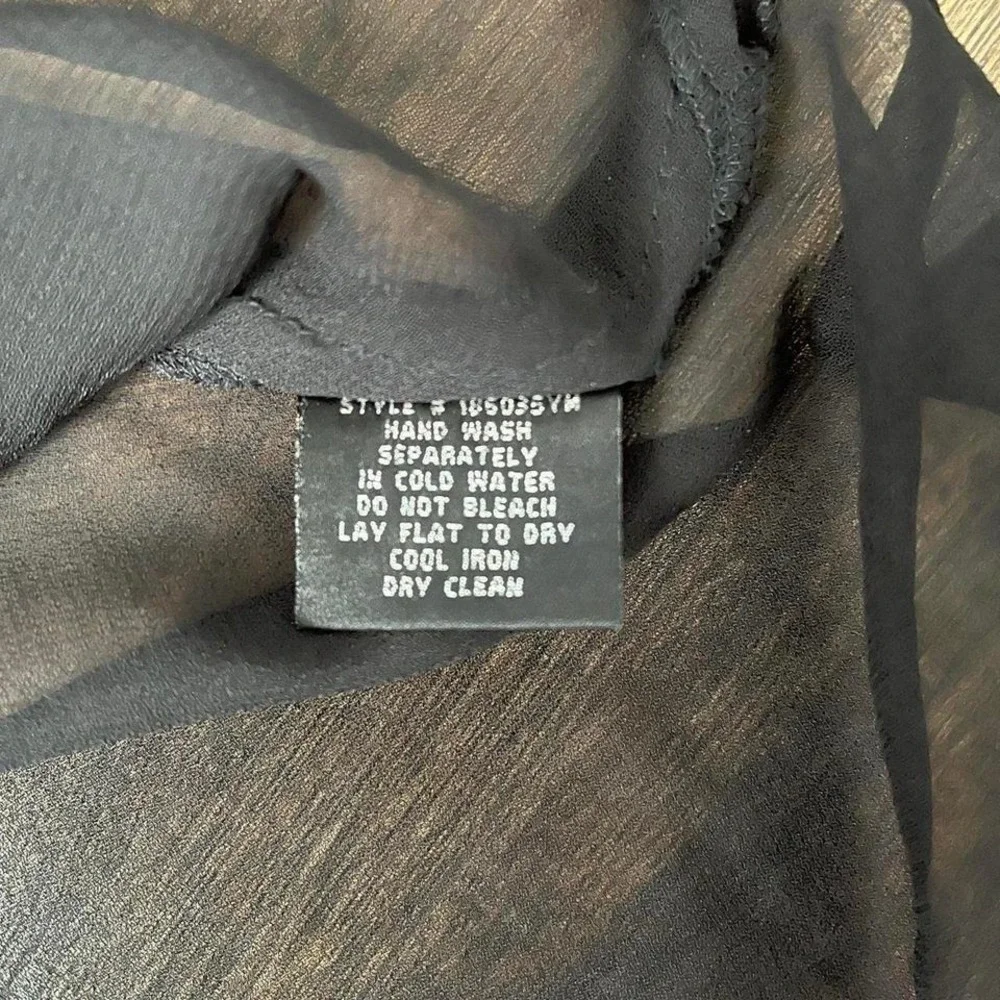 Sirens Y2K Sheer Black Beaded Blouse Women Small Fairy Boho Whimsygoth Going Out - Picture 8 of 8